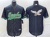 Men's Philadelphia Eagles Black Team Big Logo Cool Base Stitched Baseball Jersey